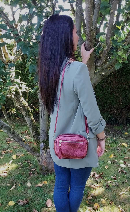 Cuir irisé rouge bordeaux